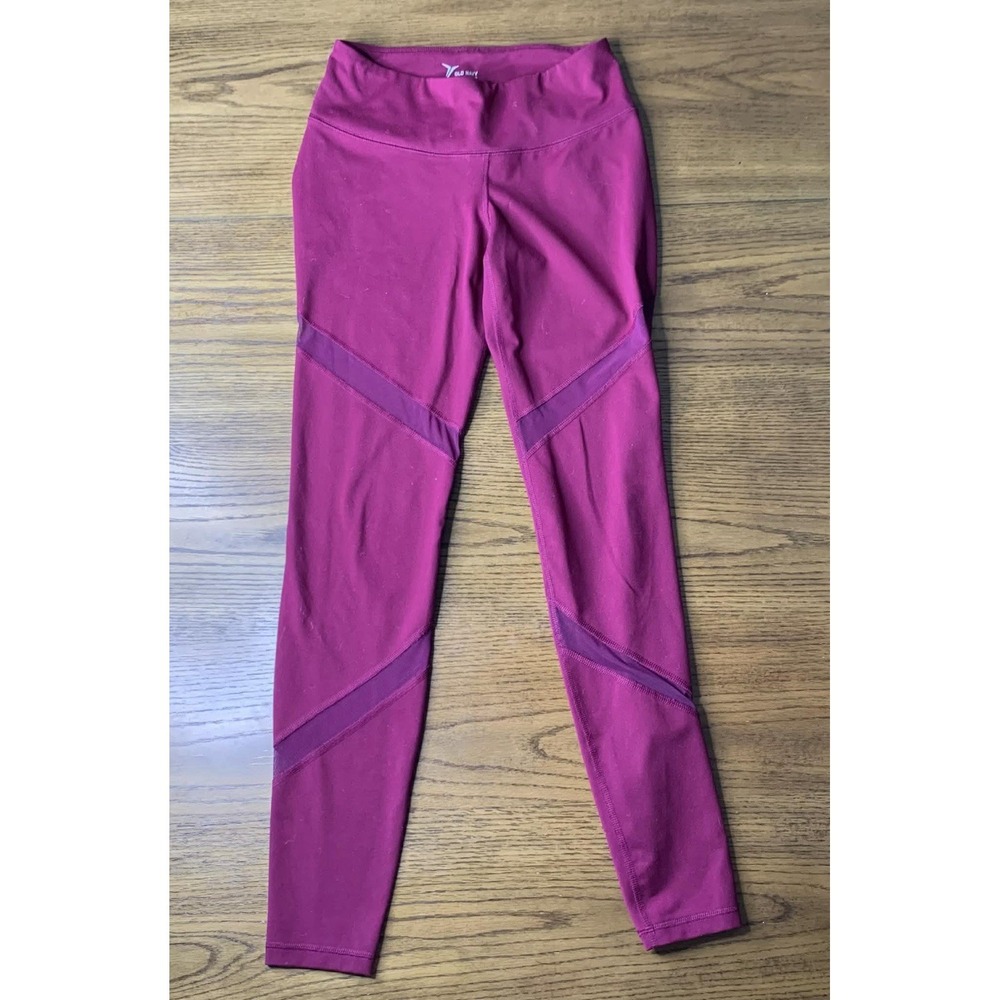 Old Navy Active Go-Dry Womens Burgandy Mesh Panel Leggings Small